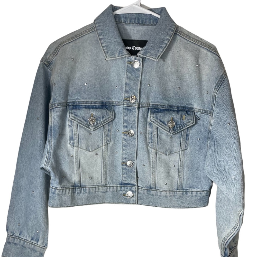 NWT Juicy Couture Rhinestone Studded Denim Jacket Size Small